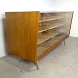 Vintage counter with drawers and glass top