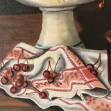 Oil on canvas still life cherries
