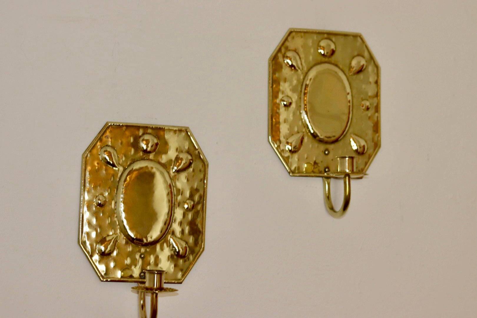 Pair Of Mid Century Swedish Brass Sconces