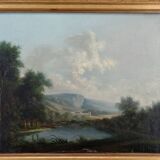 19th century Italian painting, lake scene