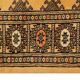 Tapis de couloir turkmène vintage à médaillon jaune, fait main, style géométrique oriental