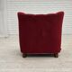 1950s, Danish relax armchair, furniture velour, carved oak wood.