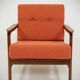 Modern long chair terracotta bouclé