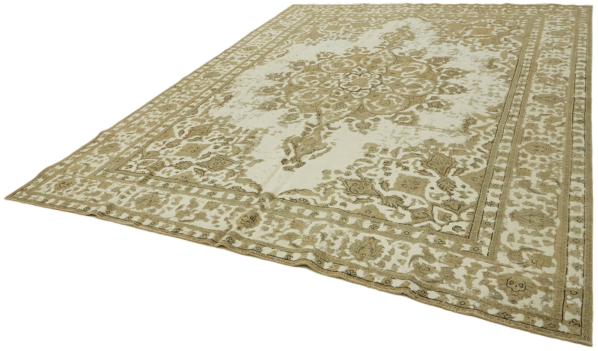 Handmade Turkish Contemporary 1980s 293 cm x 380 cm Beige Wool Carpet