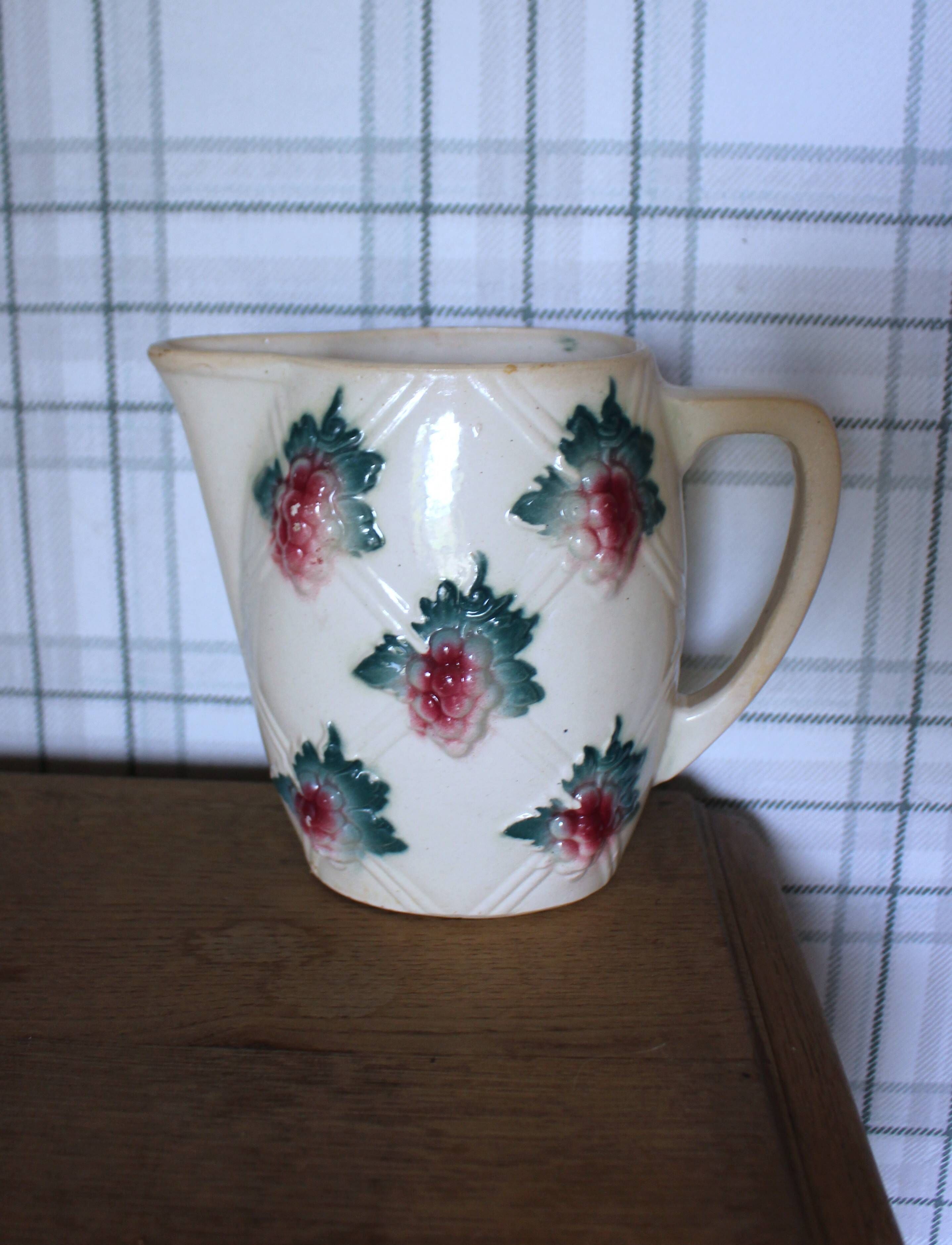 Pichet Earthenware Grapes Vine Leaves Digoin Sarreguemines