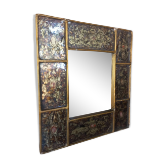 Miroir Orientaliste Perse peinture sous verre