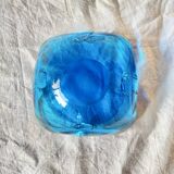 Cendrier vintage en verre soufflé bleu