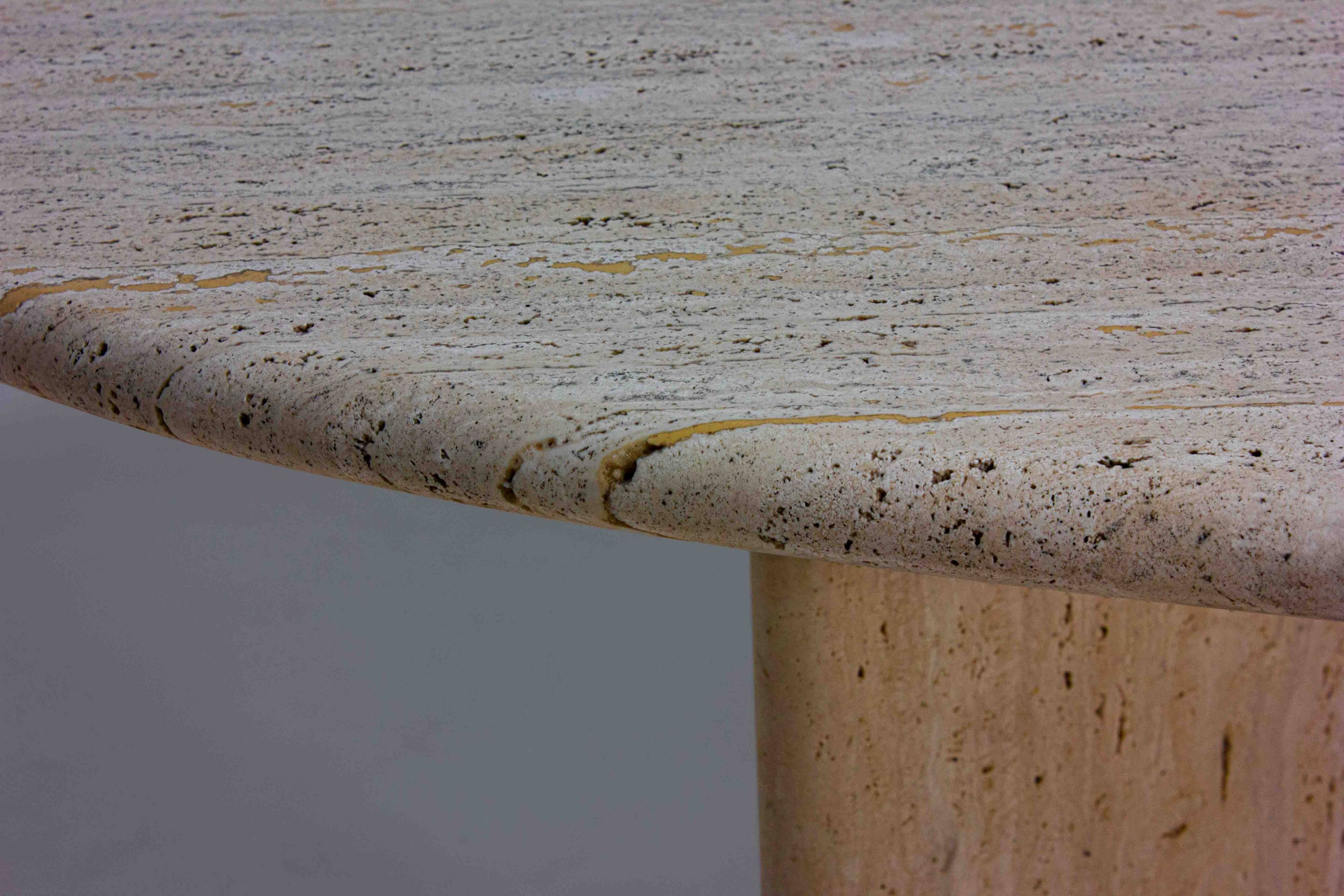 Large oval dining table in natural travertine, Italy 1970s