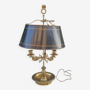 Empire style bouillotte lamp in bronze and sheet metal