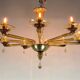 Venetian chandelier in mordoré murano glass by venini circa 1940