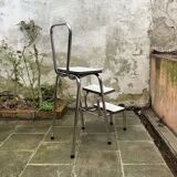 Vintage stepladder in Formica, wood and chromed metal