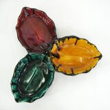 Ceramic compartmentalized leaf-shaped dish - vintage 50s
