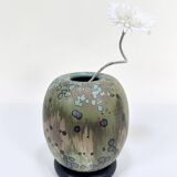 Glazed ceramic art vase with standing ceramic ring by Hanne Wydra-Jantz, Germany 1980