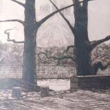 Paris Quai d'Orléans Etching Signed Jean Jules Dufour 1889 1973