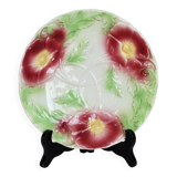 Assiette à dessert vintage en barbotine – Fleurs bordeaux