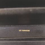 50's black leather letter holder