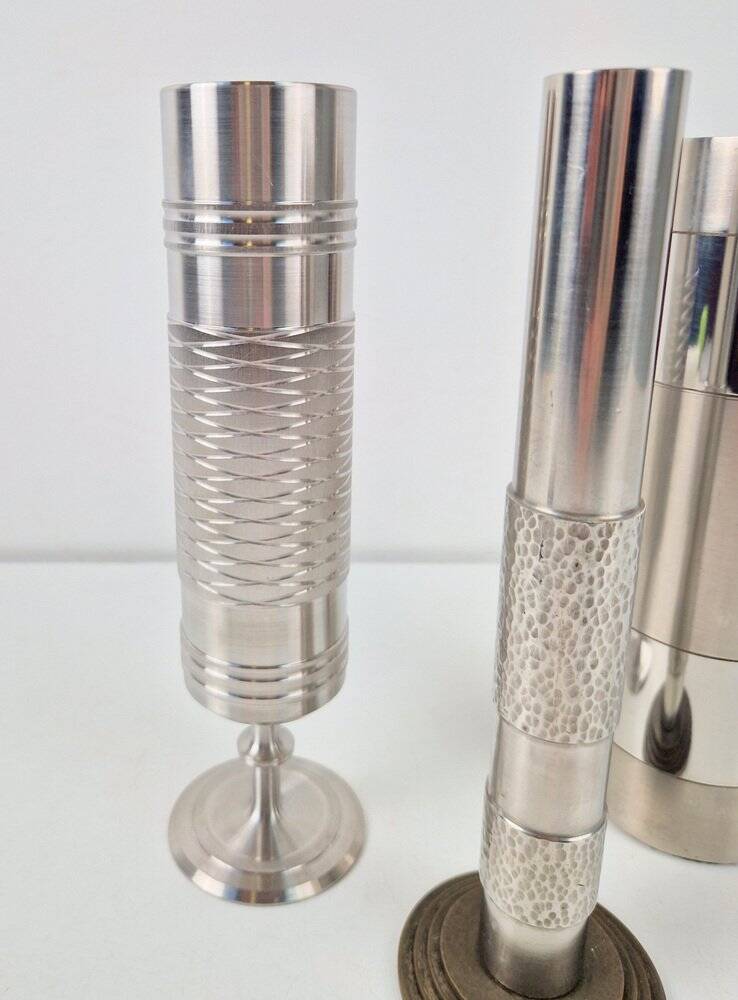 Brutalist Sculptural Metal and Brass Vases from BMF, Germany, 1960s, Set of 3
