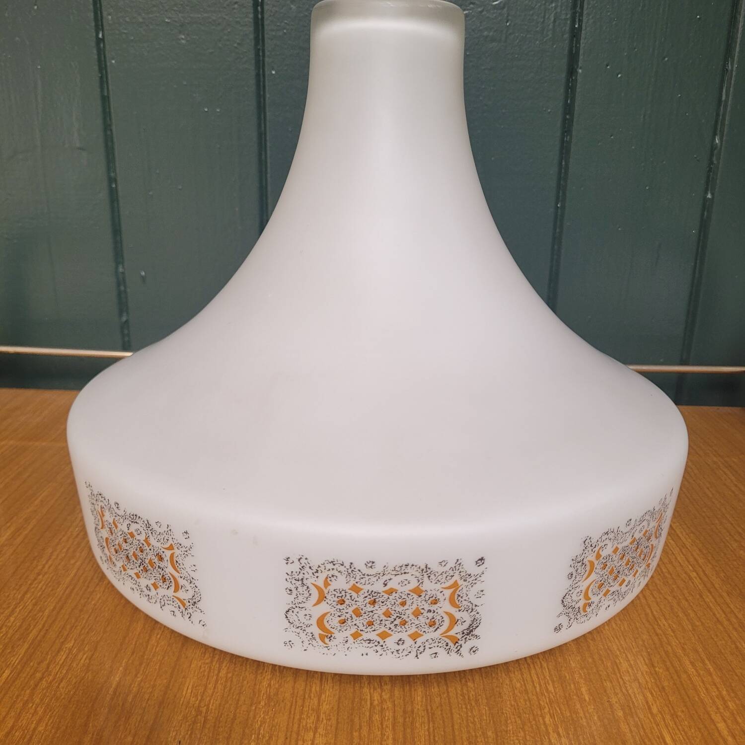 Opaline suspension lampshade — screen-printed cashmere design — 60s