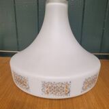 Opaline suspension lampshade — screen-printed cashmere design — 60s