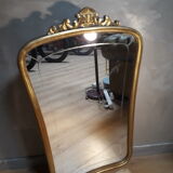 Mercury chased mirror 1900 with golden patina - 91x57cm