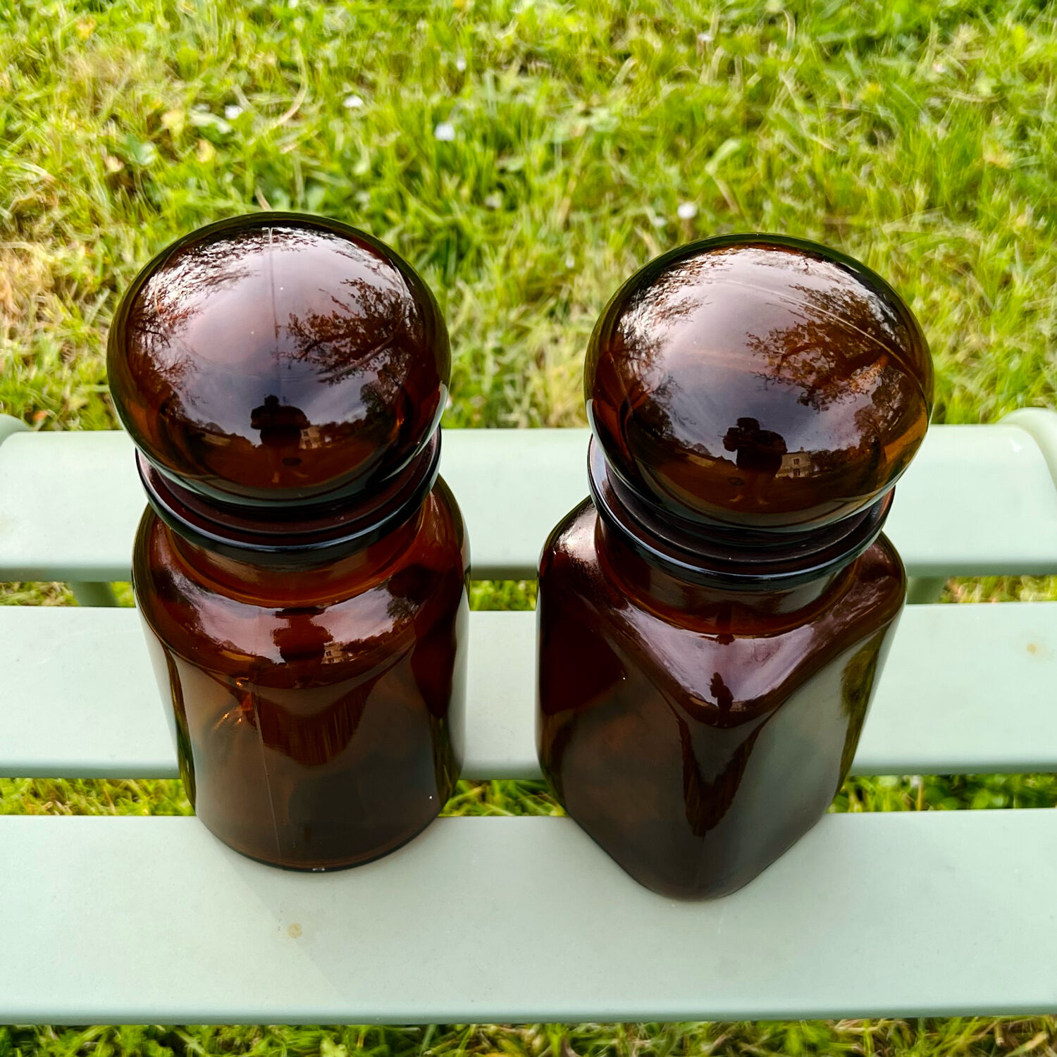 Pair of amber pots