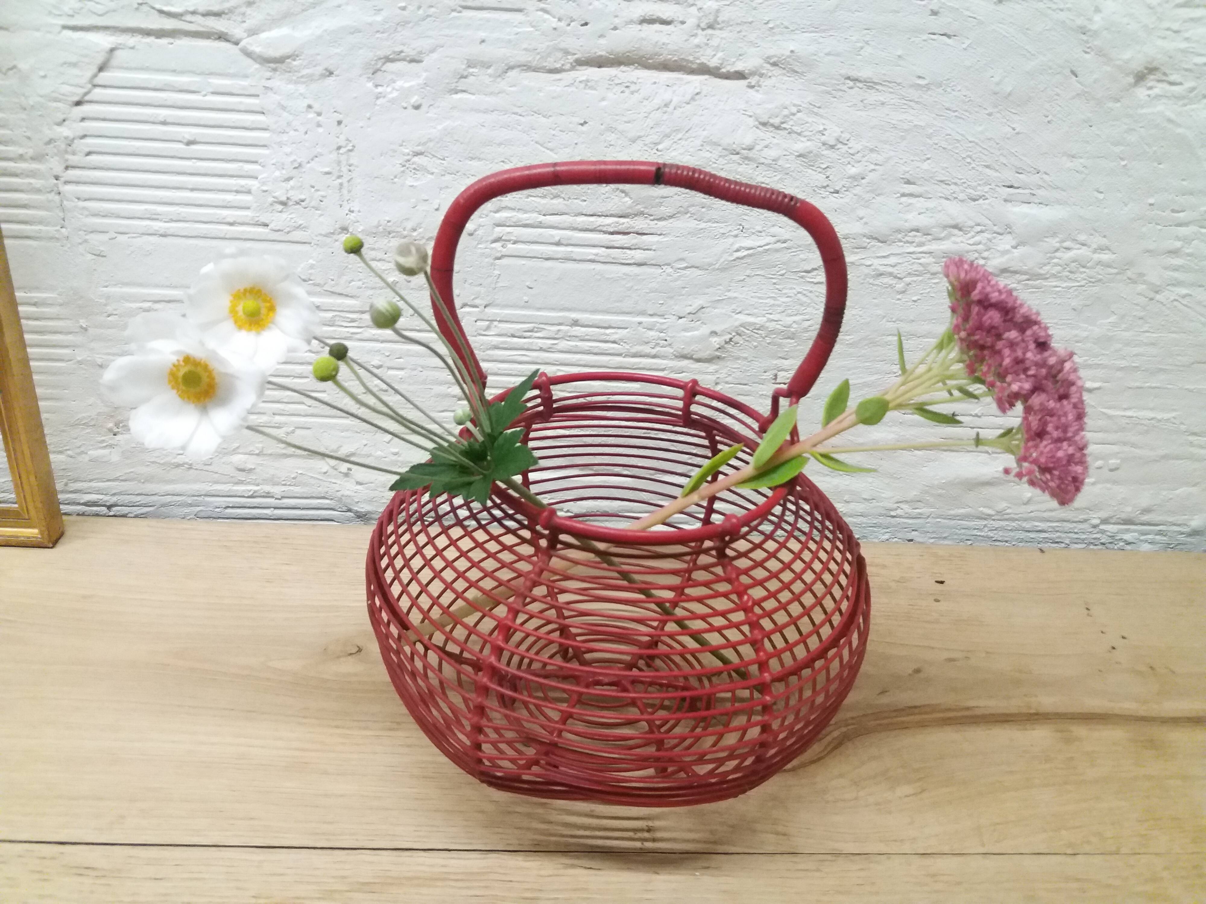 Vintage red egg basket