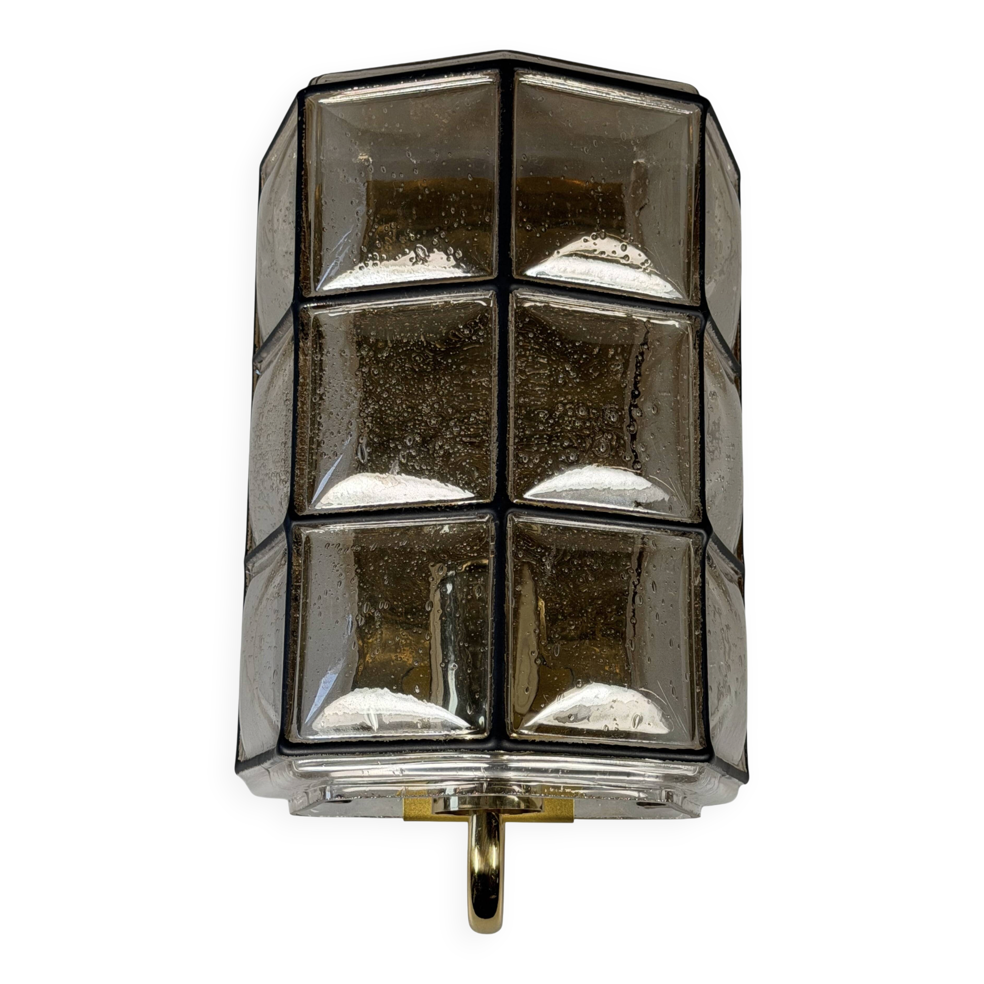 60s 70s Wall Lamp Wall Sconce Glashütte Limburg Germany Glass & Metal
