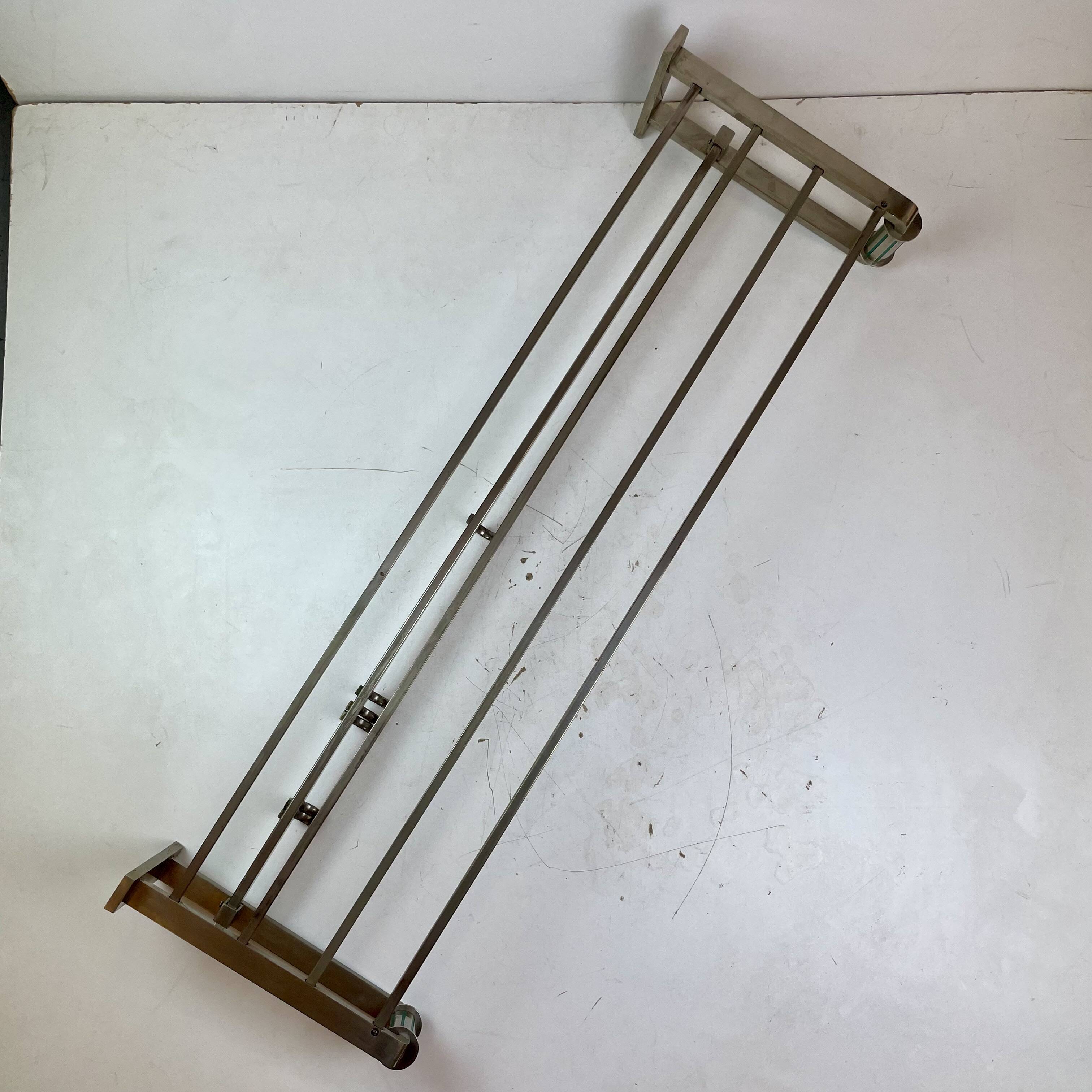 Art Deco coat rack in the style of a train carriage, 1930s.