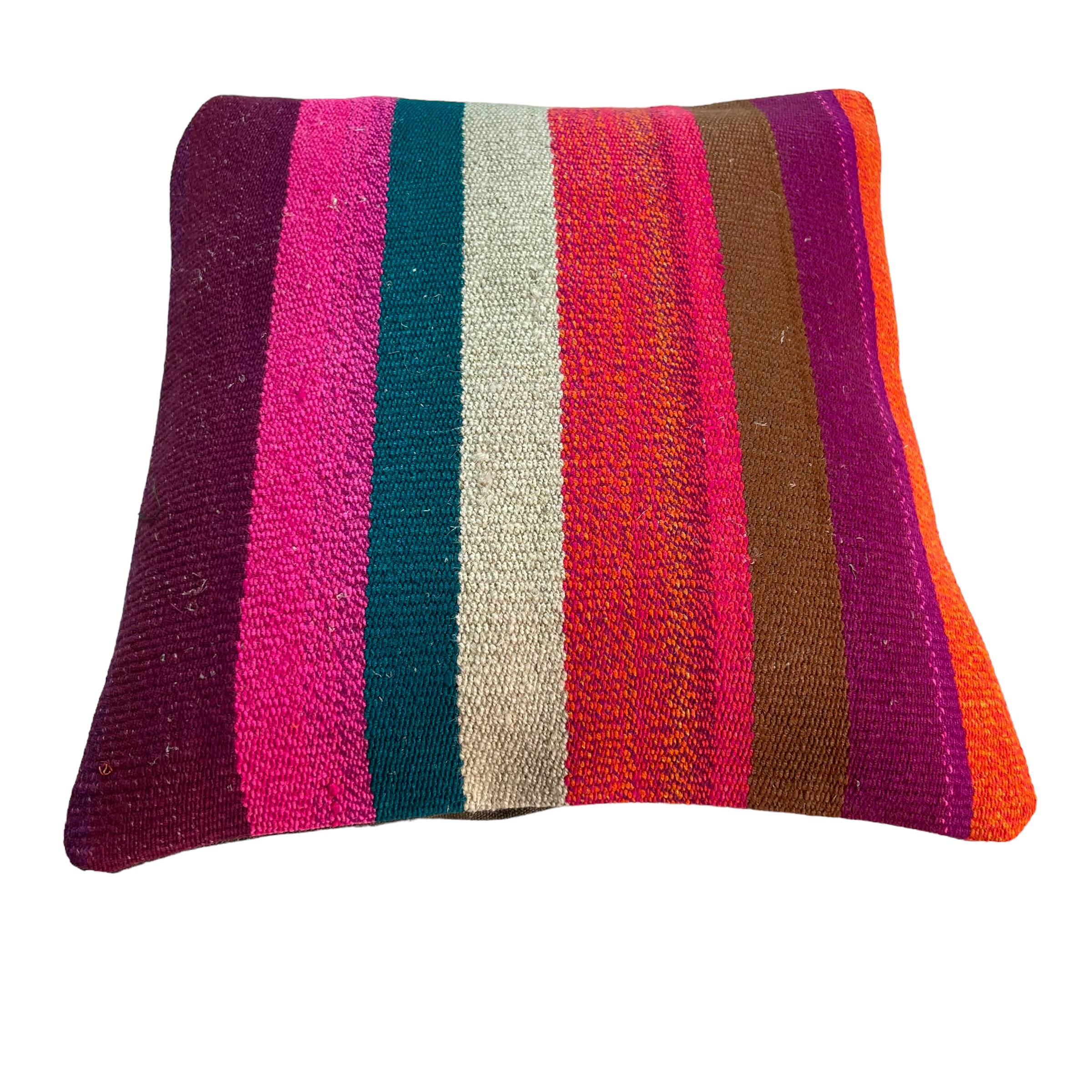 Vintage turkish kilim cushion cover , 40 x 40 cm