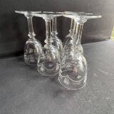 6 White wine or port glasses in blown, cut and engraved crystal