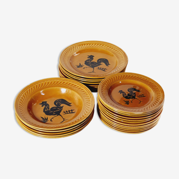 Set of plates of Gien decoration rooster