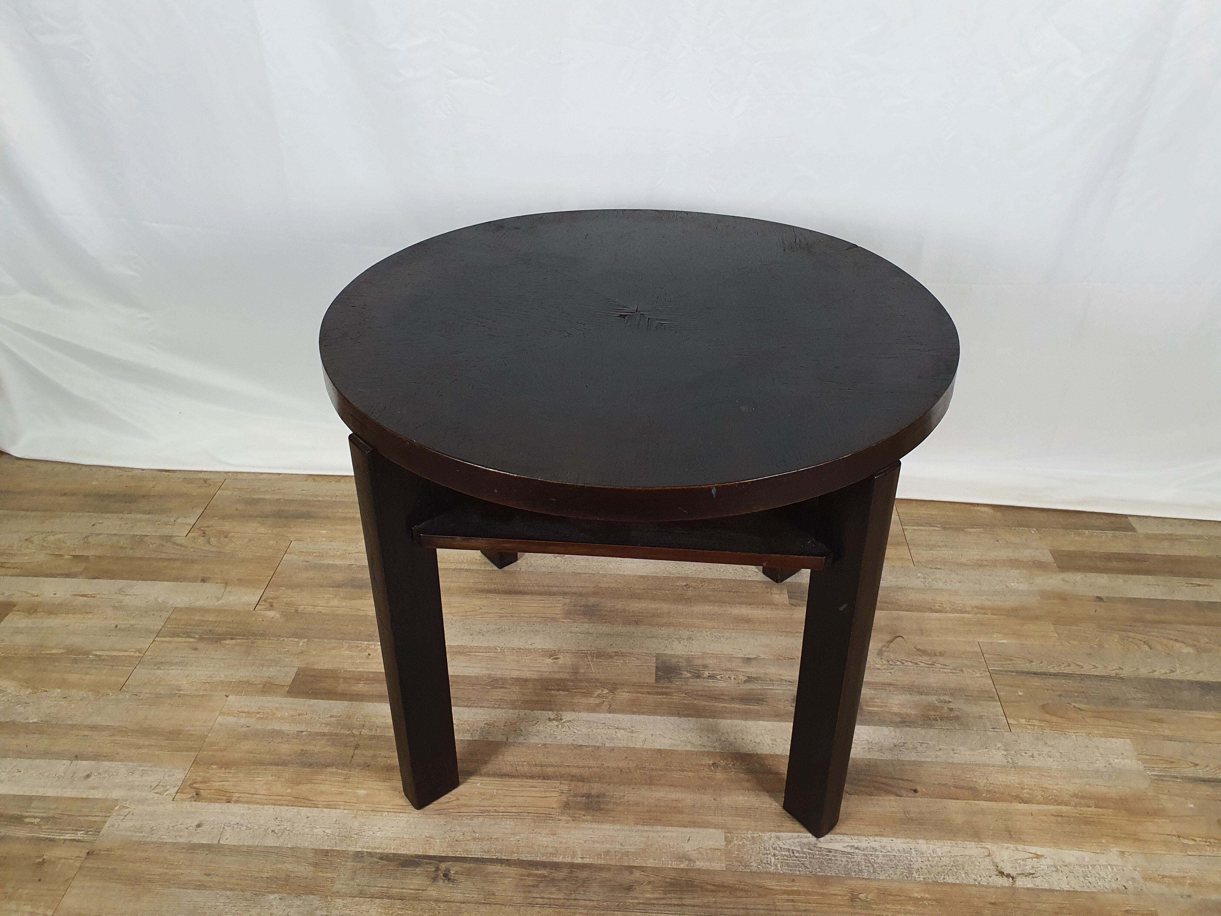 Art decò round black coffee table