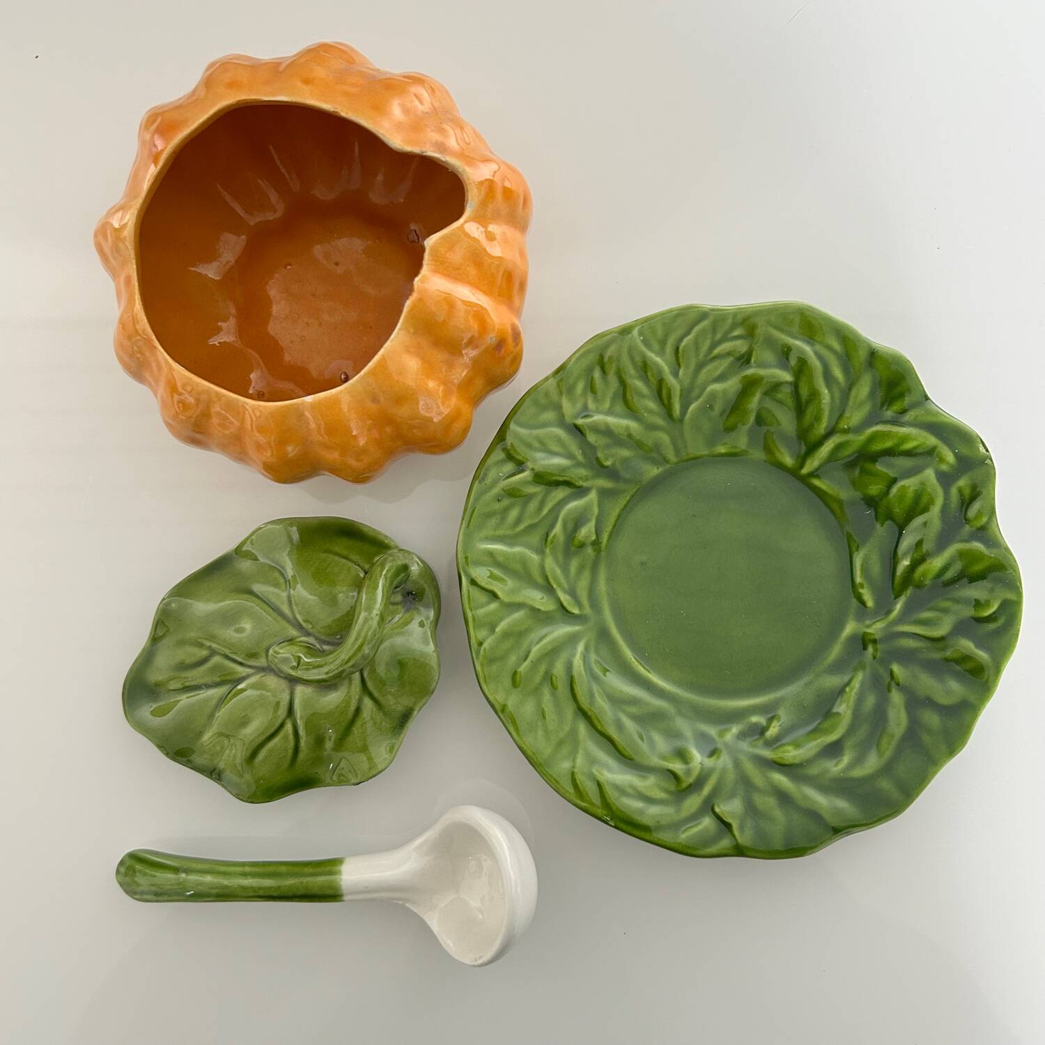 Pumpkin soup tureen in slipware