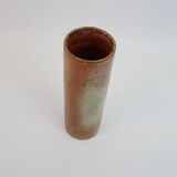 Brown ceramic tube vase signed Roger Jacques under the base