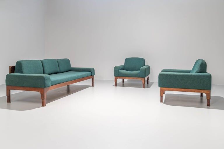 Romantica living room set by Piero Ranzani for Elam in walnut Italy 1950s