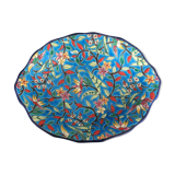 Panière enamels de Longwy decoration turquoise blue background and flowers