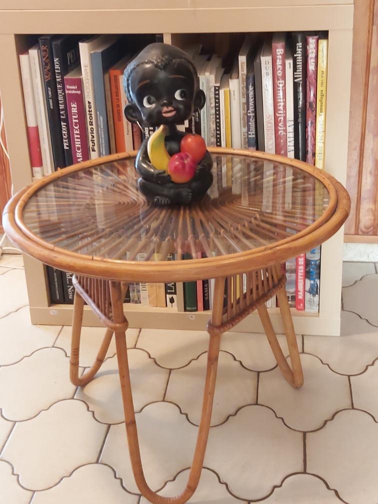 Rattan coffee table 50s