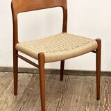 Mid Century Teak Dining Chairs by Niels O. Møller for J.L. Moller, Model 56 & 75 with papercord seat