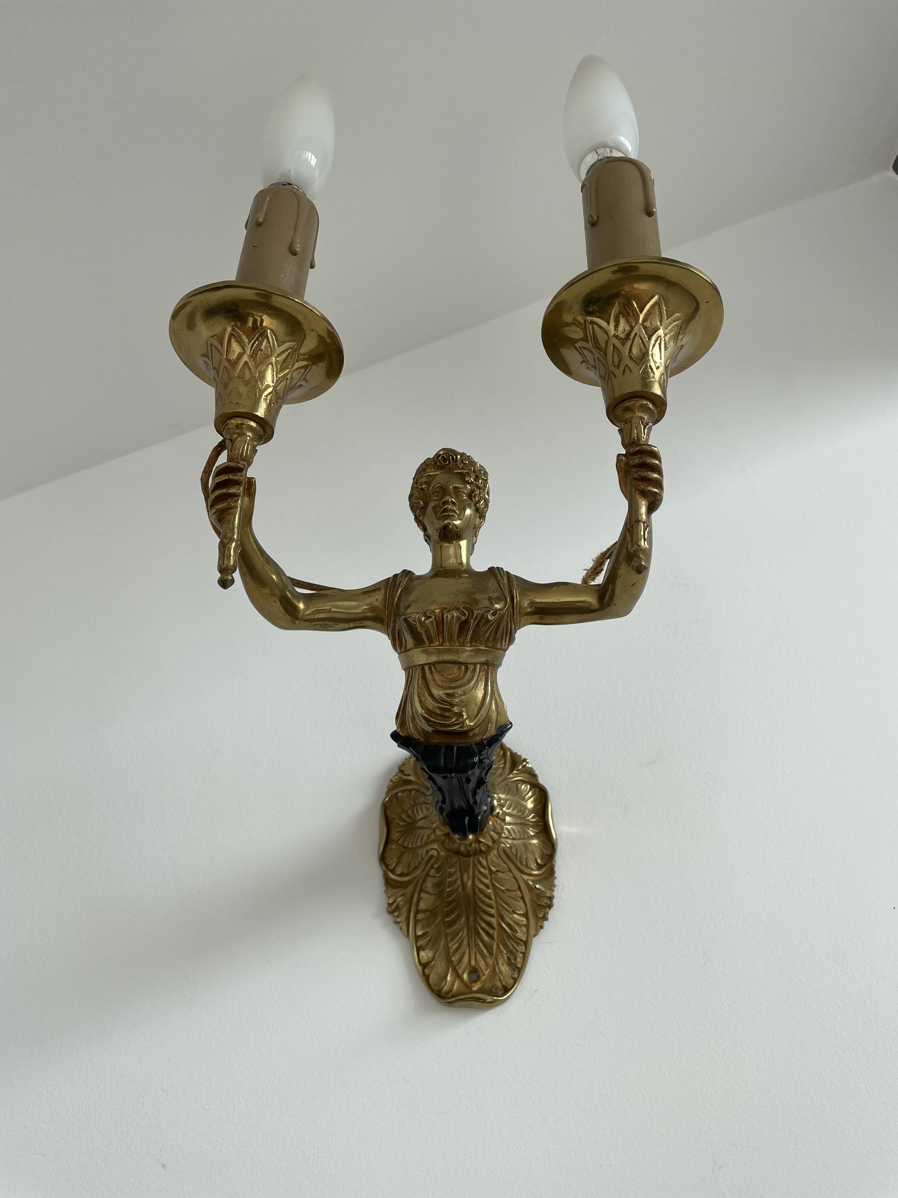 Wall lamp - patinated bronze - renowned décor - Empire style