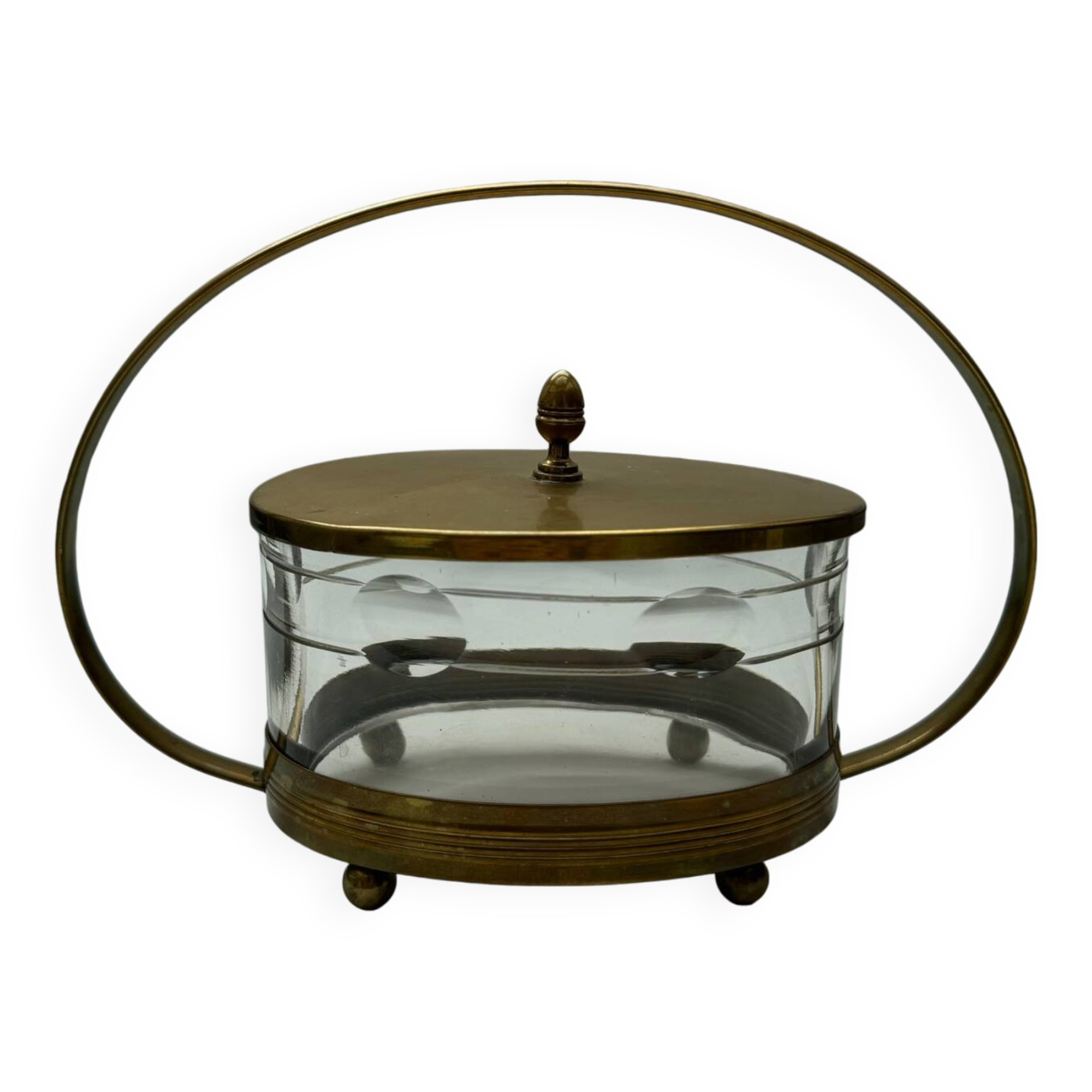 Crystal brass sugar bowl