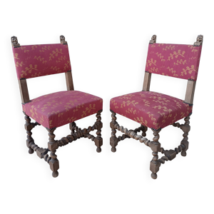 Paire de chaises louis - noyer