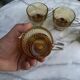Set of 4 vintage amber glass and chrome metal cups – 1970s