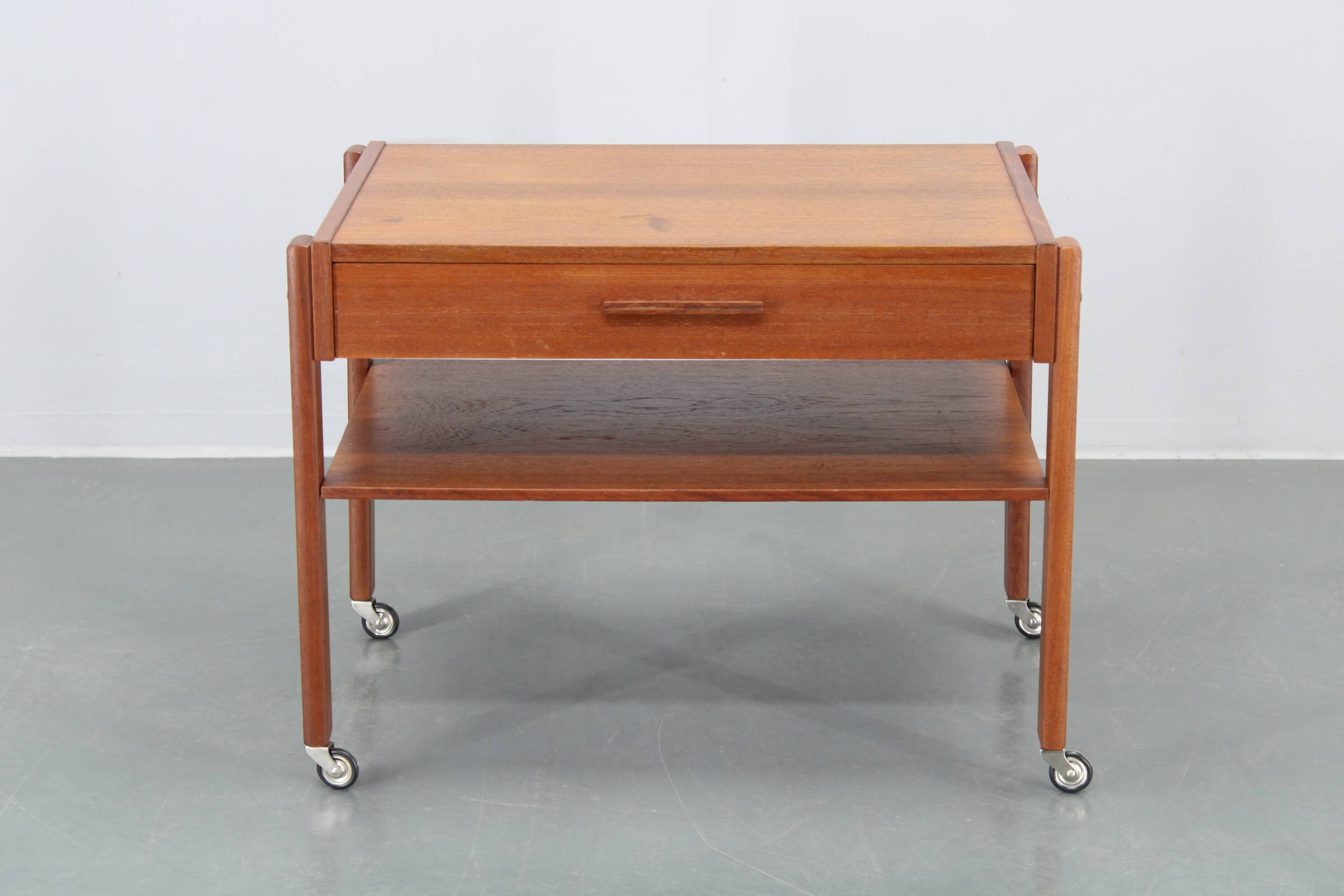1960s Danish Teak Sewing Cart or Side Table