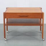1960s Danish Teak Sewing Cart or Side Table