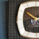 Vintage formica clock rectangular silent wall pendulum "Trophy black reliefs"