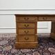 Bureau en teck anglais classique avec cuir marron