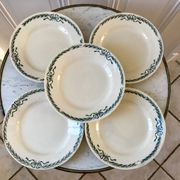 set of 5 large flat plates in Terre de Fer Longchamp model Belleville late 19th century