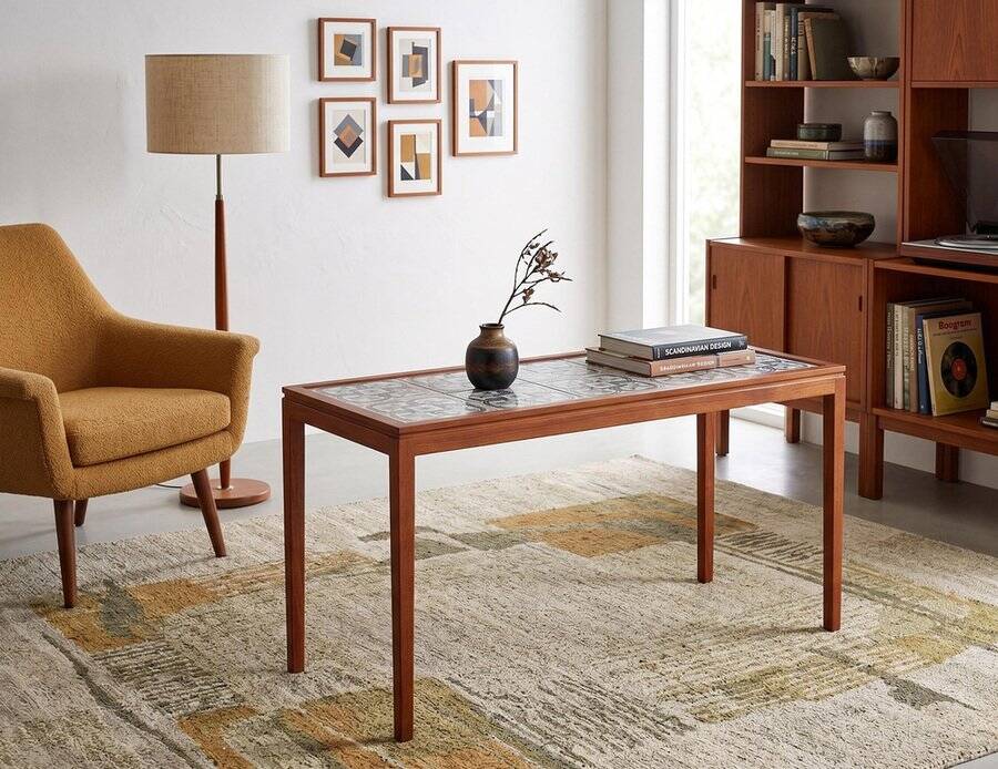 Danish Teak Coffee or Side Table with Tile Top, 1960s