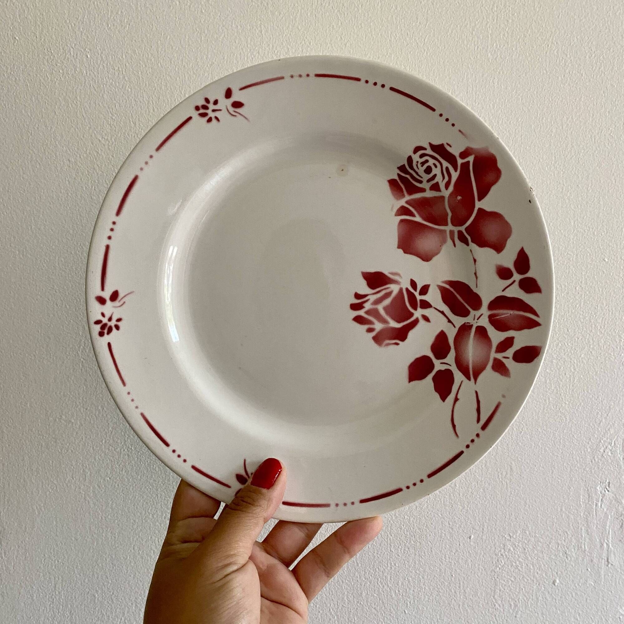 Lot de 6 assiettes plates vintage, modèle Gilbert de Moulin des Loups