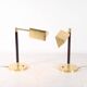 Brass and wood lamps